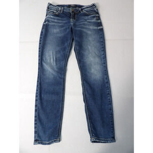Silver Jeans Womens Aiko Ankle Skinny 27x27 Dark Wash Y2K Grunge Low Rise READ
